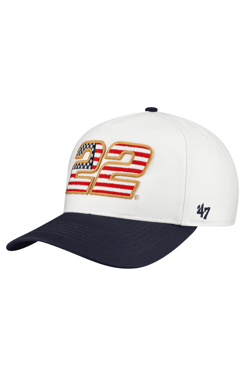 '47 Men's '47 White Joey Logano Flag Fill Two-Tone Team Adjustable Hitch Hat, Main, color, White