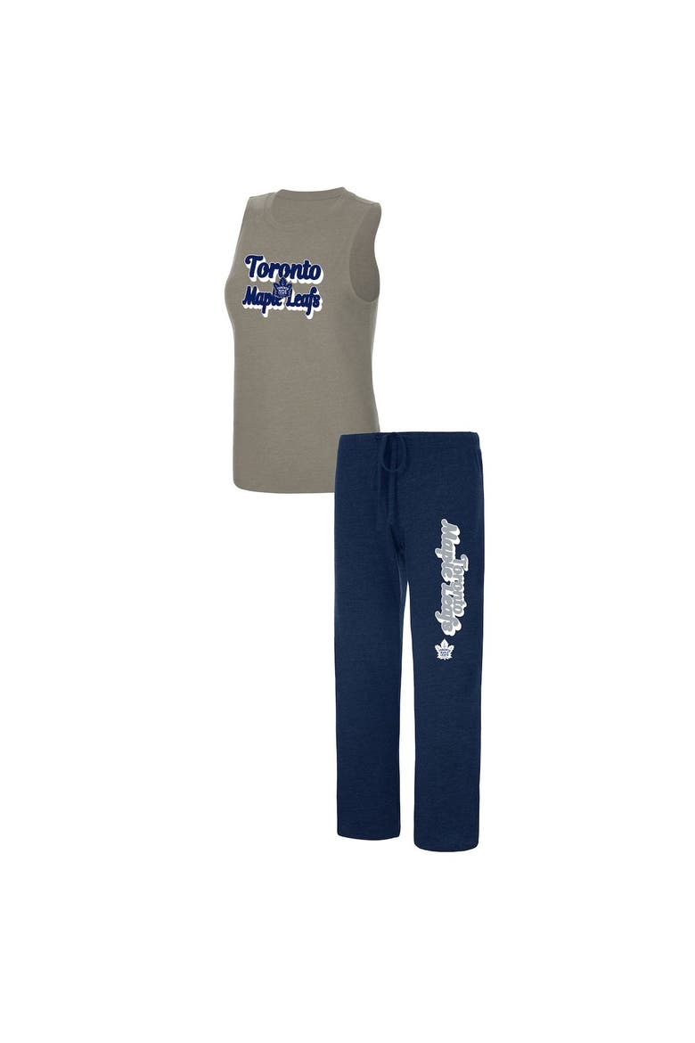Women's Concepts Sport Heather Gray/Heather Navy Toronto Maple Leafs Meter Muscle Tank Top & Pants Sleep Set, Main, color, Navy