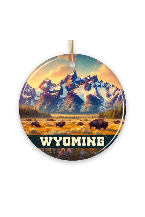 Wyoming Grand Teton Bison Landscape Ornament