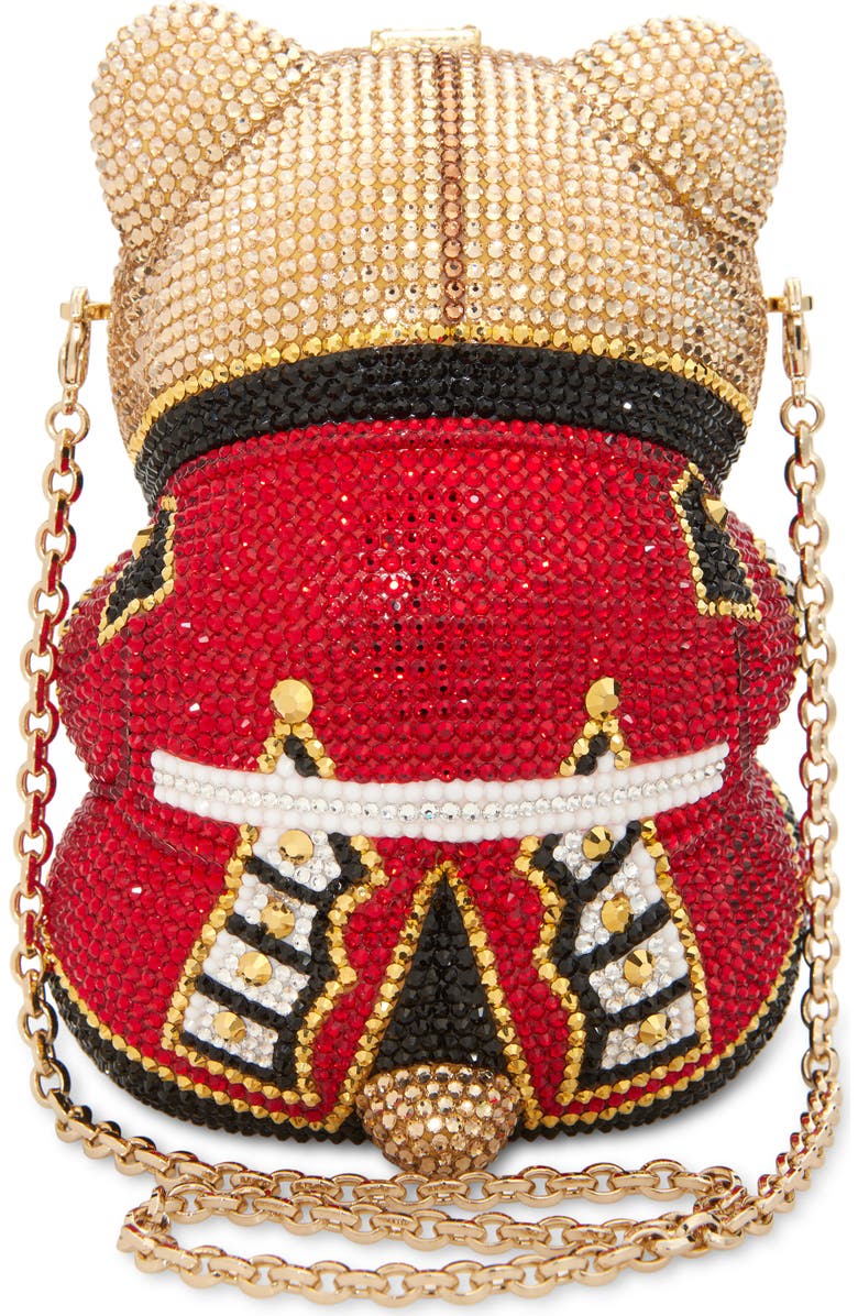 JUDITH LEIBER COUTURE Teddy Bear Albert Crystal Embellished Novelty Clutch, Alternate, color, Champagne Prosecco Multi