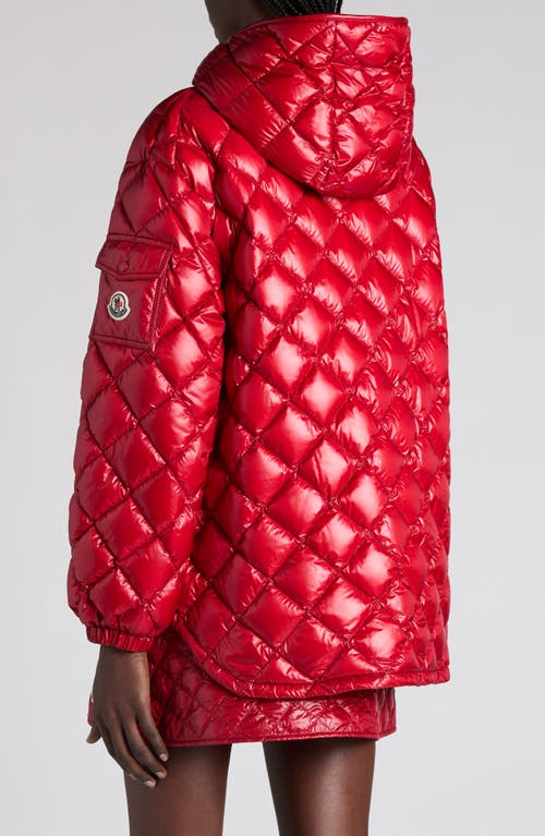 Moncler Womens Medium Red Relaxed-fit Hooded Shell-down Jacket