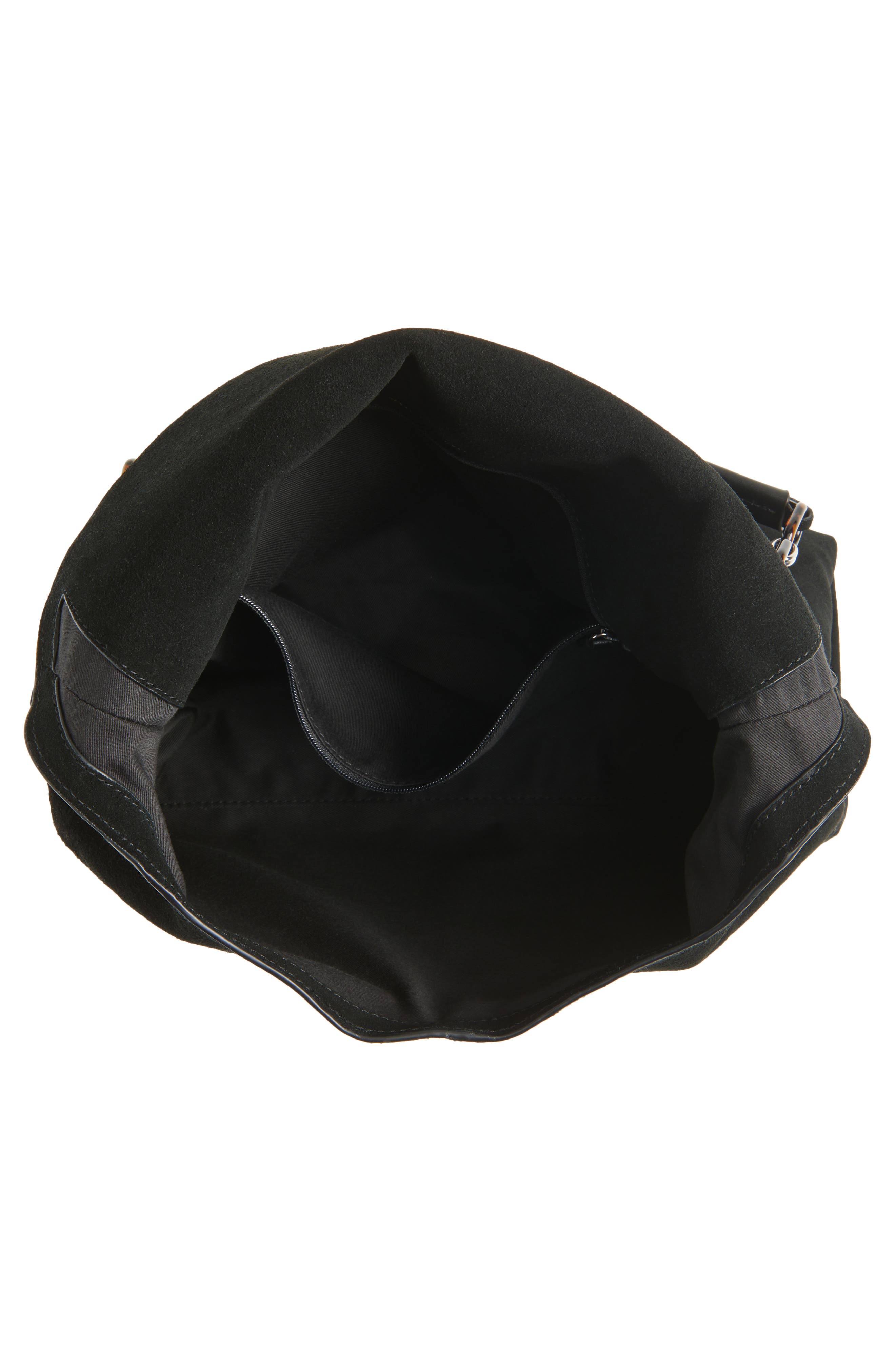 Rebecca Minkoff Love Note Suede Shoulder Bag, Alternate, color, Black