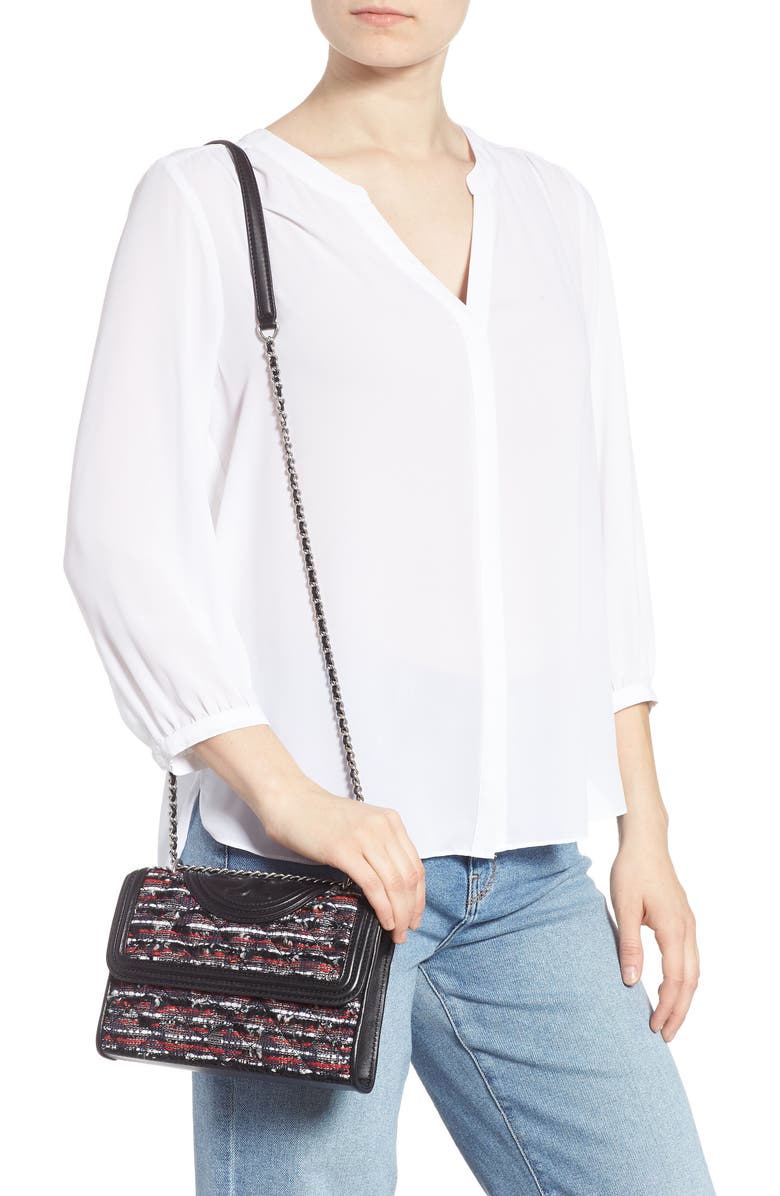 Tory Burch Small Fleming Tweed Convertible Shoulder Bag, Alternate, color,