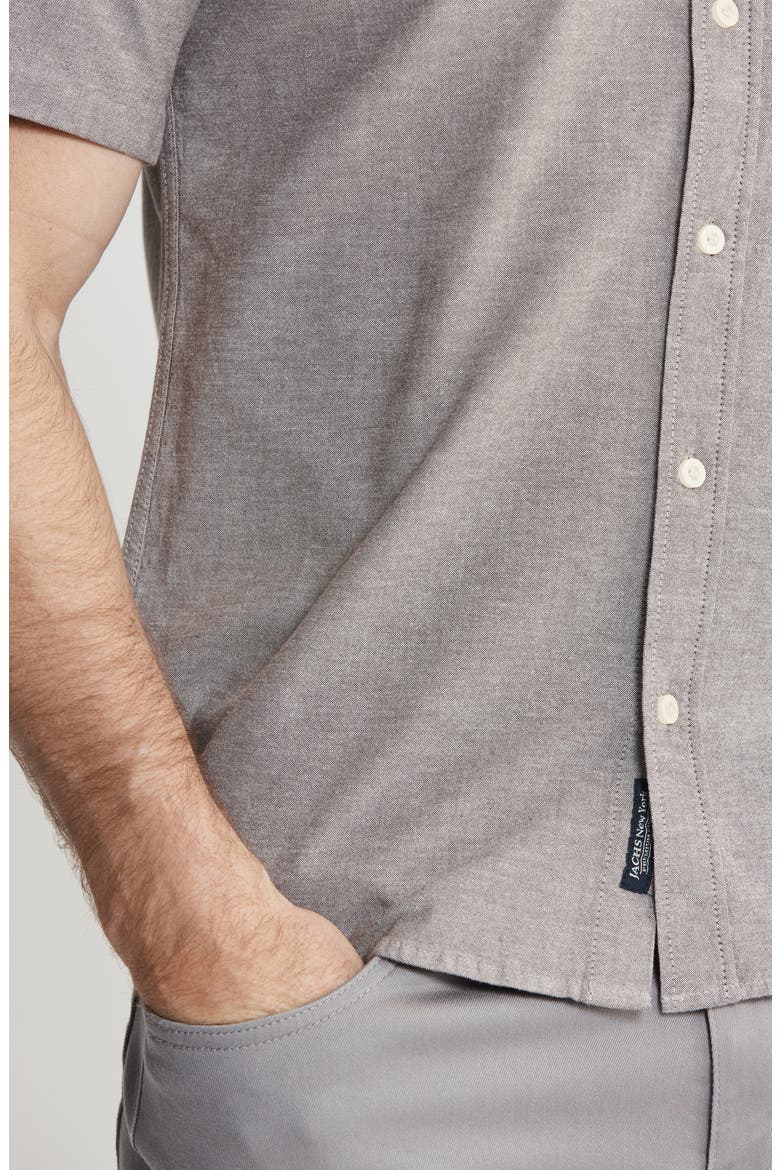 Classic Oxford Short Sleeve Button-Up Shirt, Alternate, color, BROWN