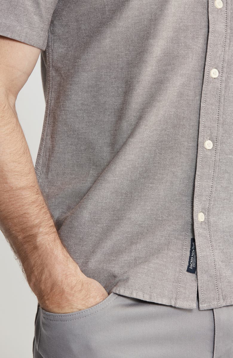 JACHS Classic Oxford Short Sleeve Button-Up Shirt, Alternate, color, Brown