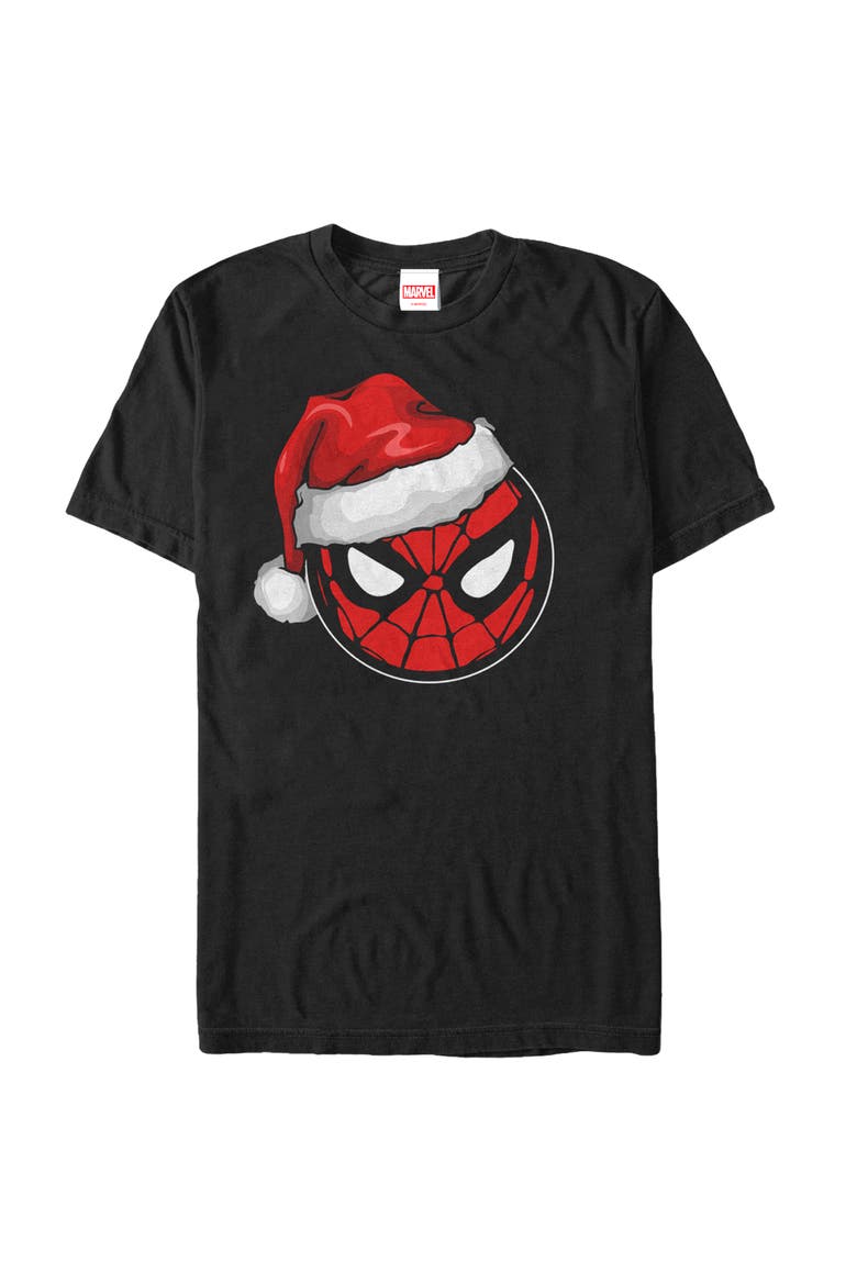 Men's Christmas Santa Hat Short Sleeve Graphic T-Shirt, Main, color, Black