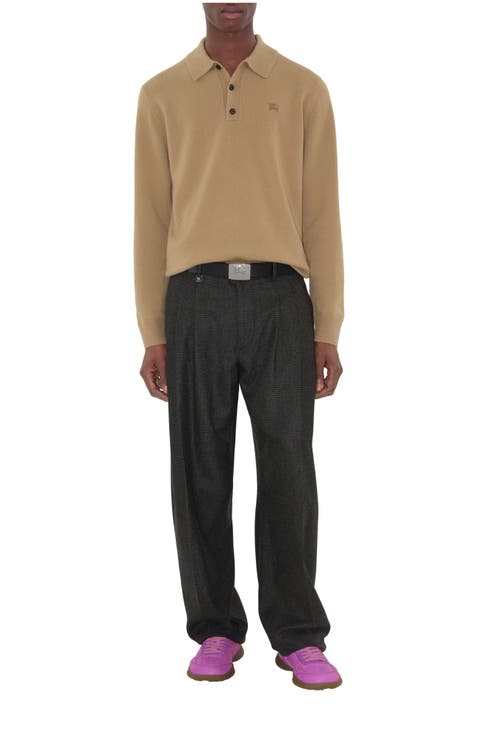 Long-sleeve Cashmere Blend Polo Shirt