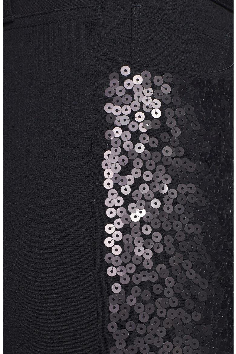 Denim 'Emily' Skinny Sequin Front Pants, Alternate, color, BLACK SEQUINS