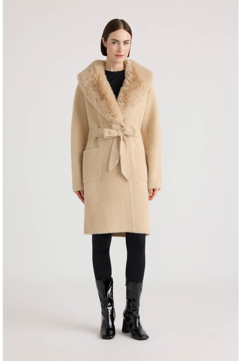 Belted Sailor Collar Coatigan, Alternate, color, LIGHT CAMEL