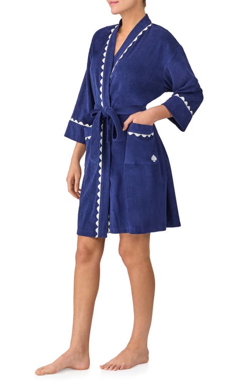 Kate Spade New York French Terry Short Robe In Navy