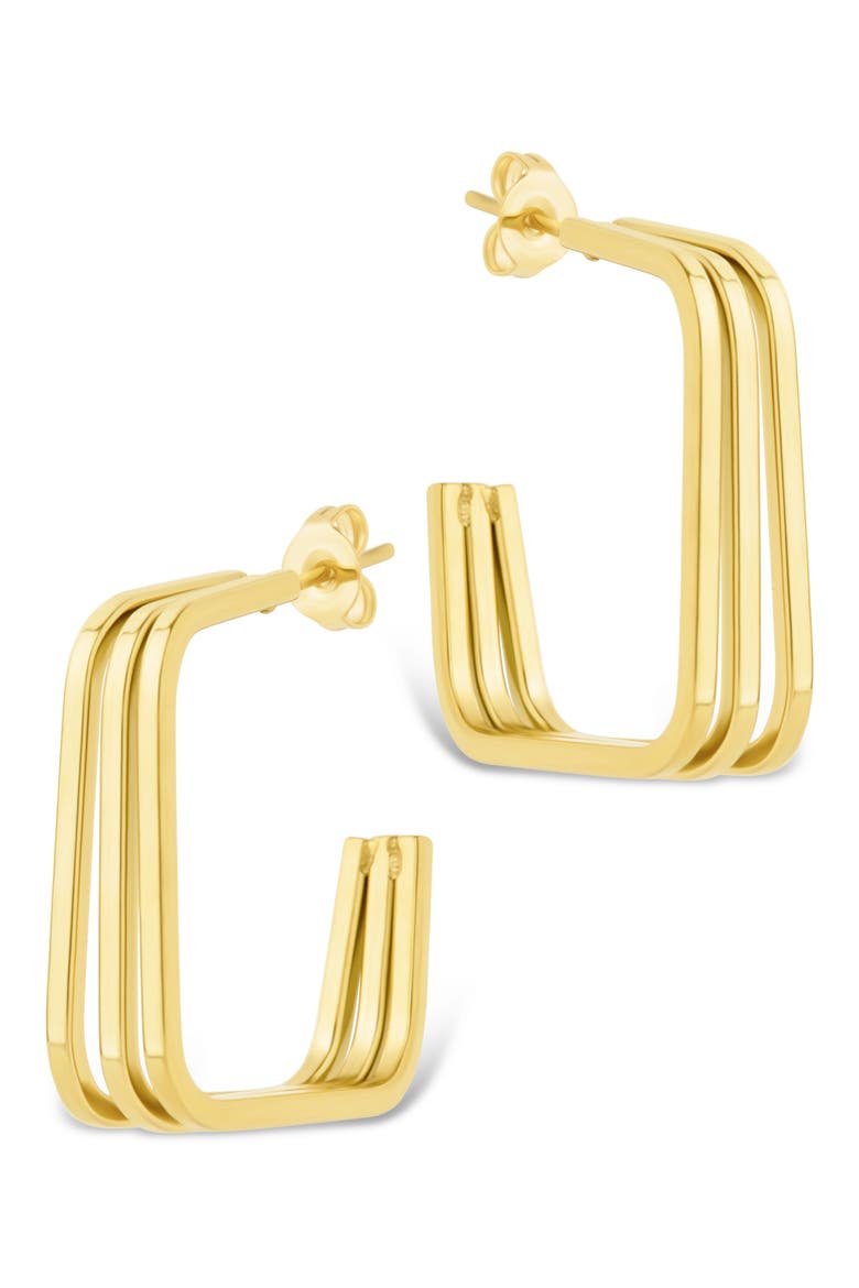 Davina Square Triple Hoop Earrings, Alternate, color, GOLD