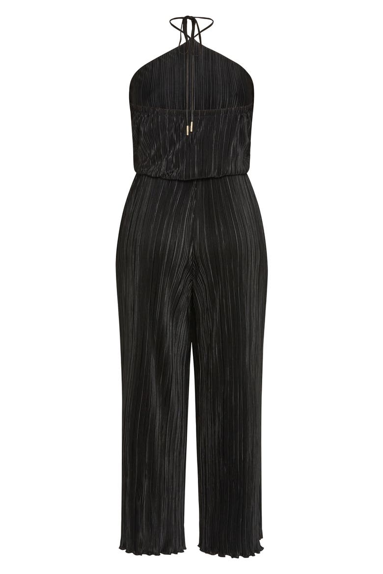 Chelo Plissé Halter Jumpsuit, Alternate, color, BLACK
