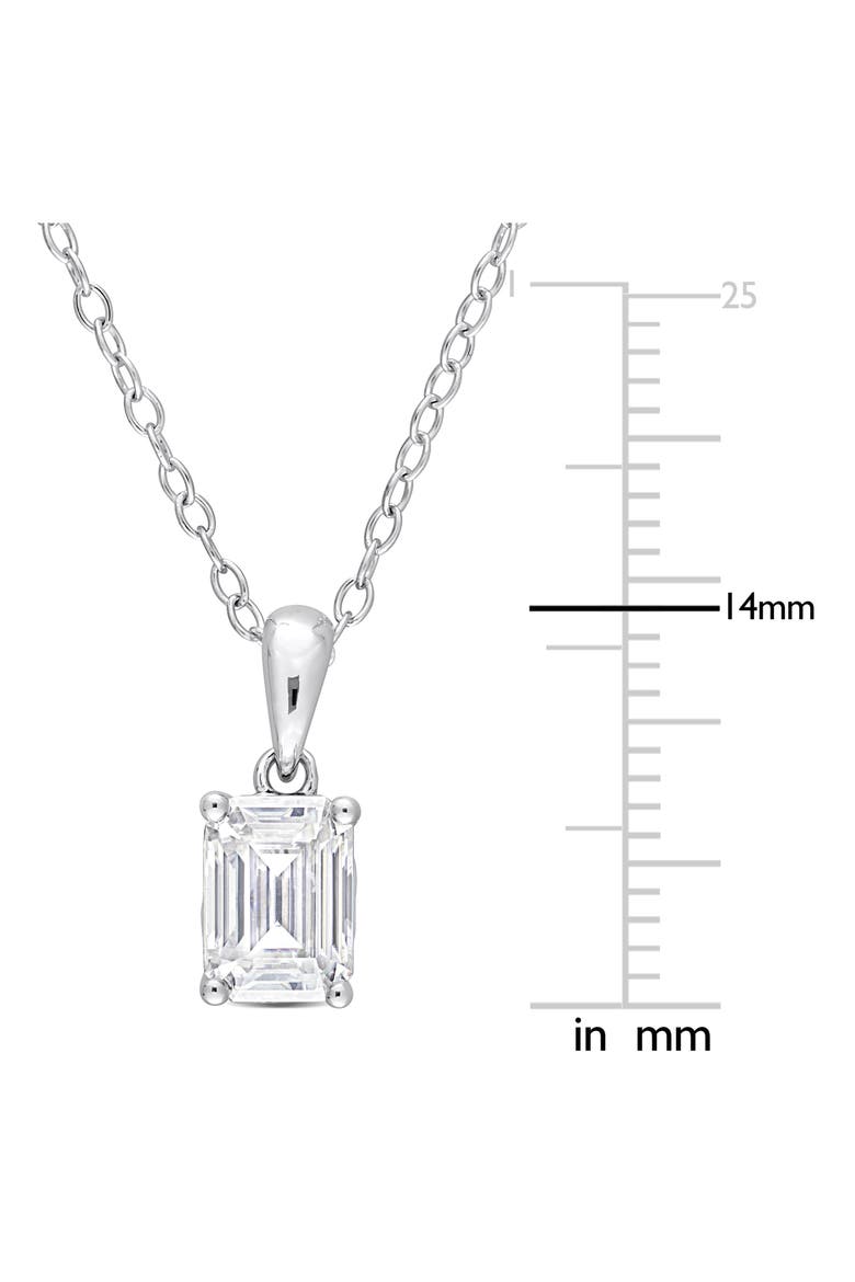 Sterling Silver Emerald Cut Lab Created Moissanite Pendant Necklace, Alternate, color, SILVER