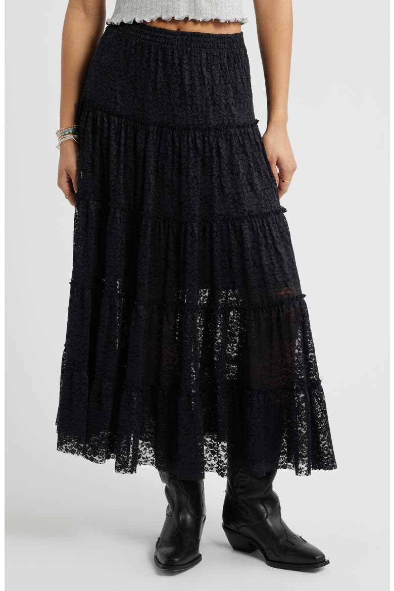 Lace Maxi Skirt, Main, color, BLACK