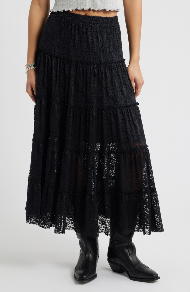 BP. Lace Maxi Skirt, Main, color, Black
