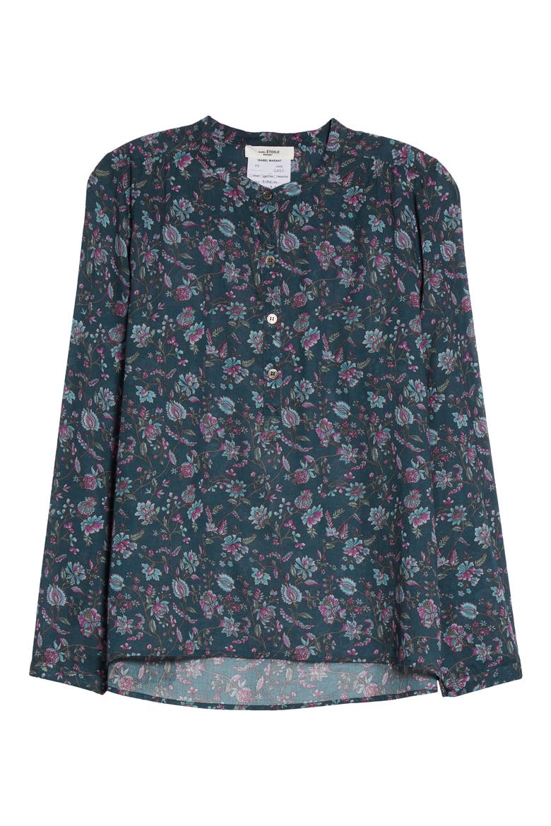 Maria Floral Print Cotton Shirt, Alternate, color, DARK GREEN