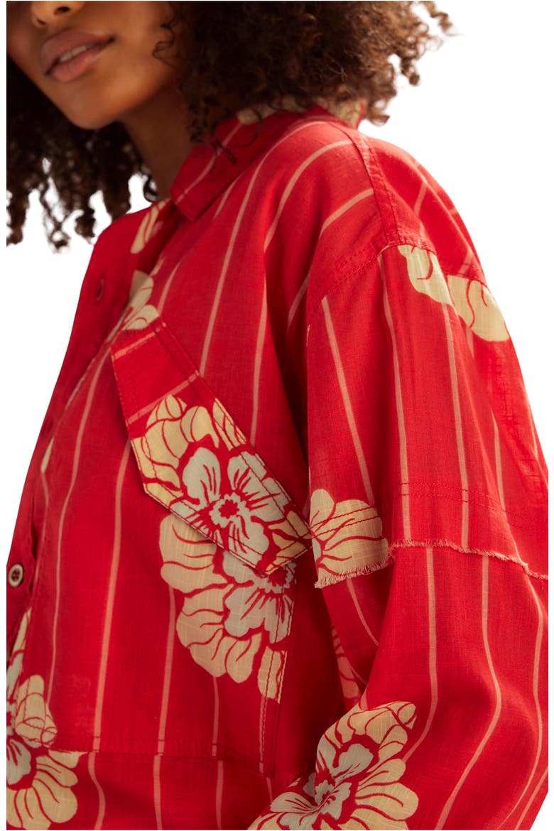 Hidden Flower Button-Up Shirt, Alternate, color, CHERRY COMBO