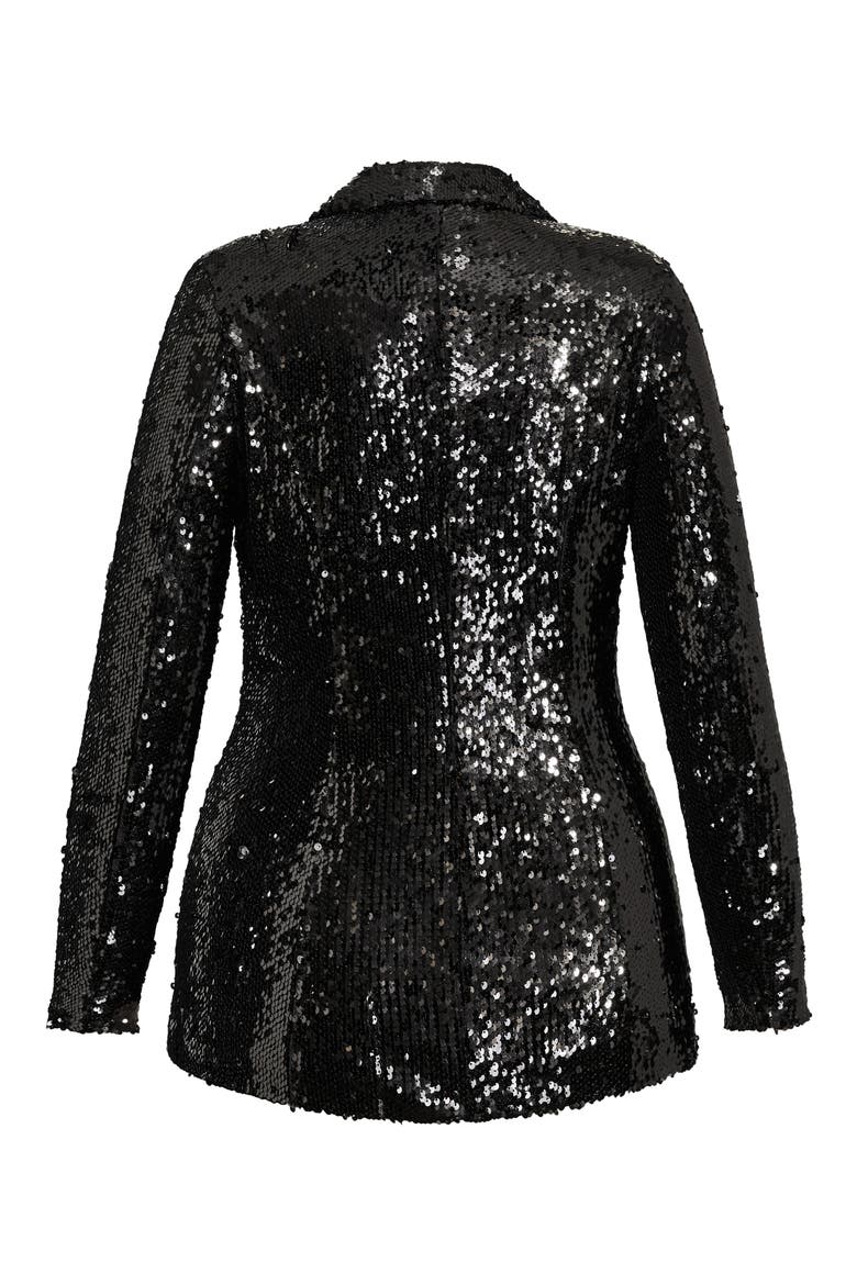 Sequin Single Breasted Blazer, Alternate, color, BLACK