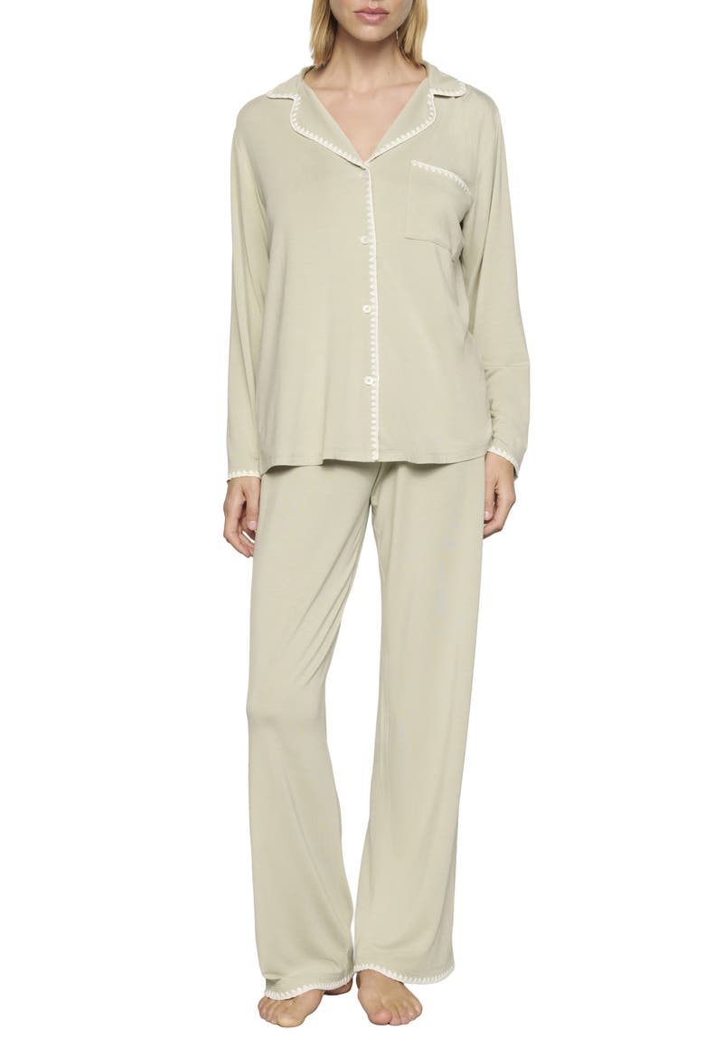 Frida Contrast Embroidery Knit Pajamas video