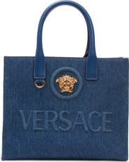 Versace Small La Medusa Denim Tote