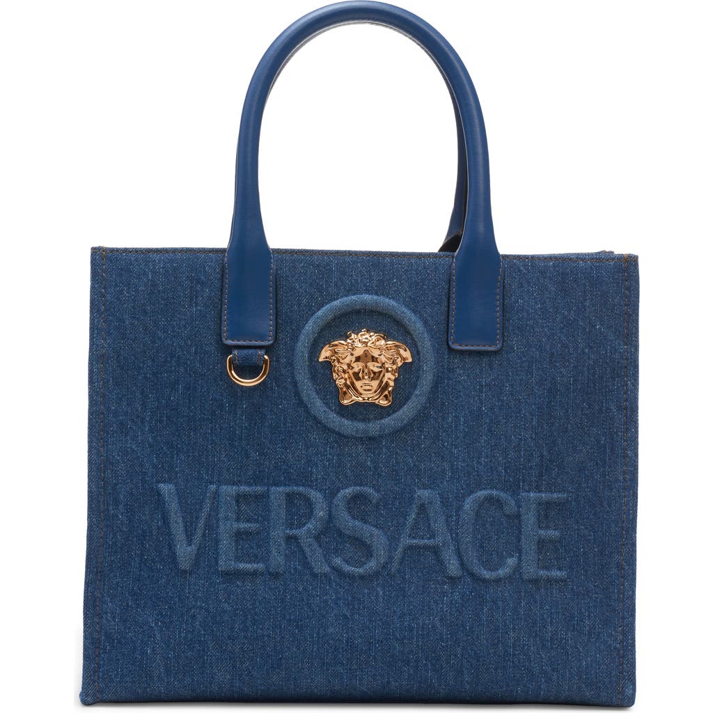 Versace Small La Medusa Denim Tote