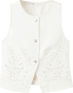 MANGO Eyelet Embroidered Denim Vest