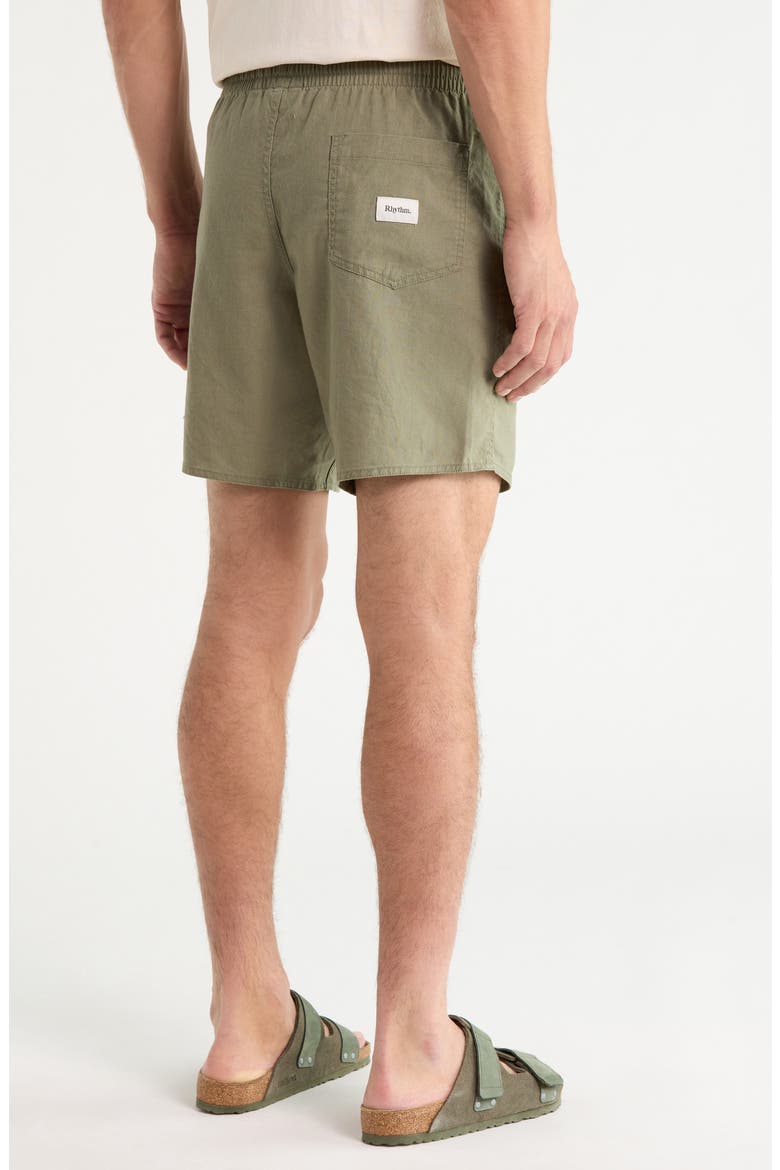 Classic Linen & Cotton Jam Drawstring Shorts, Alternate, color, OLIVE