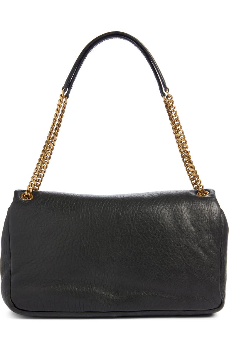 Saint Laurent Large Calypso Leather Shoulder Bag, Alternate, color, Noir