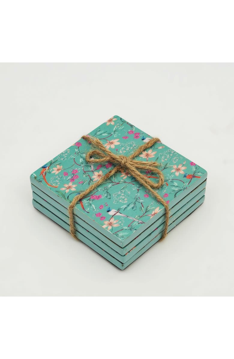 Mela Artisans Aqua Flora Coasters, Main, color, Aqua Flora