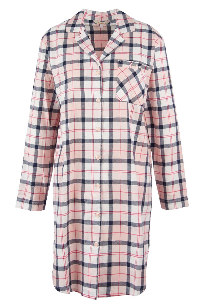 Etta Tartan Brushed Cotton Nightshirt, Alternate, color, PINK/NAVY TARTAN