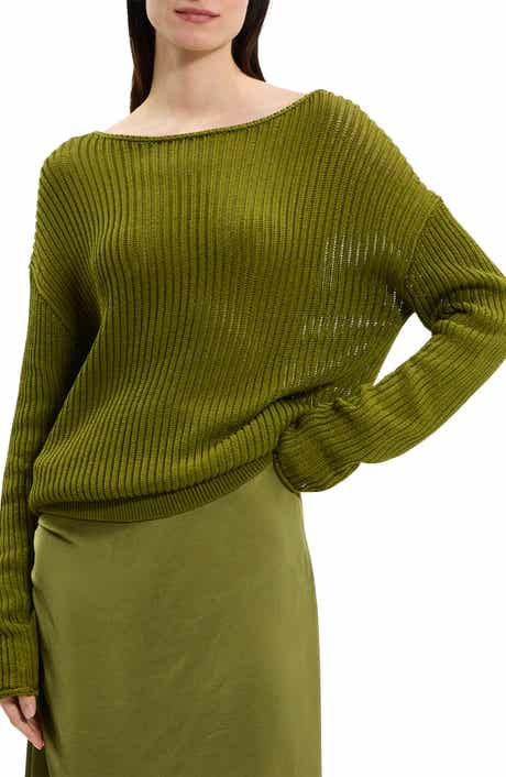 Theory Open Neck Pima Cotton Sweater