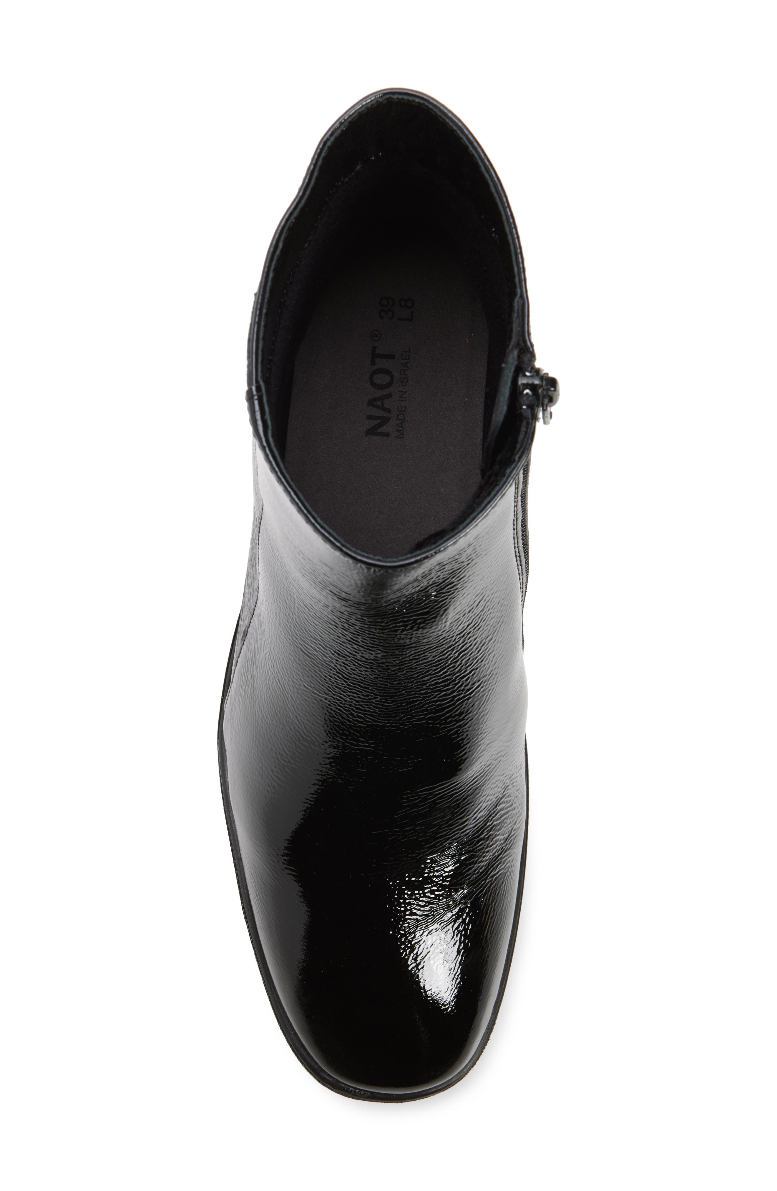 Naot Goodie Zip Boot, Alternate, color, Black Crinkle Patent Leather