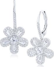 CZ by Kenneth Jay Lane Cubic Zirconia Flower Drop Earrings