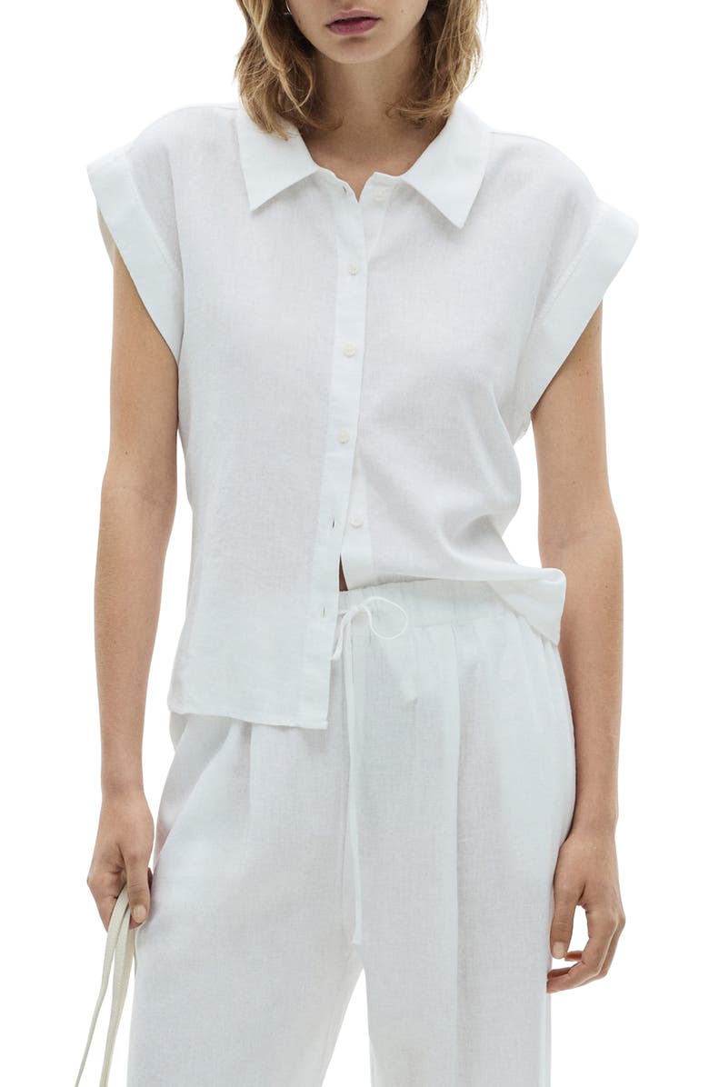 MANGO Flowing Linen Blend Blouse, Main, color, 