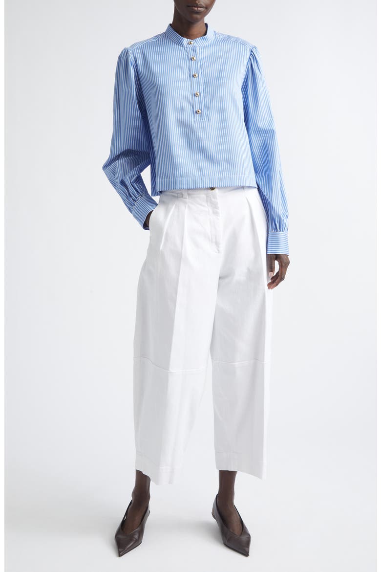 Margot Stripe Silk Shirt, Alternate, color, 374484 AZURE STRIPE