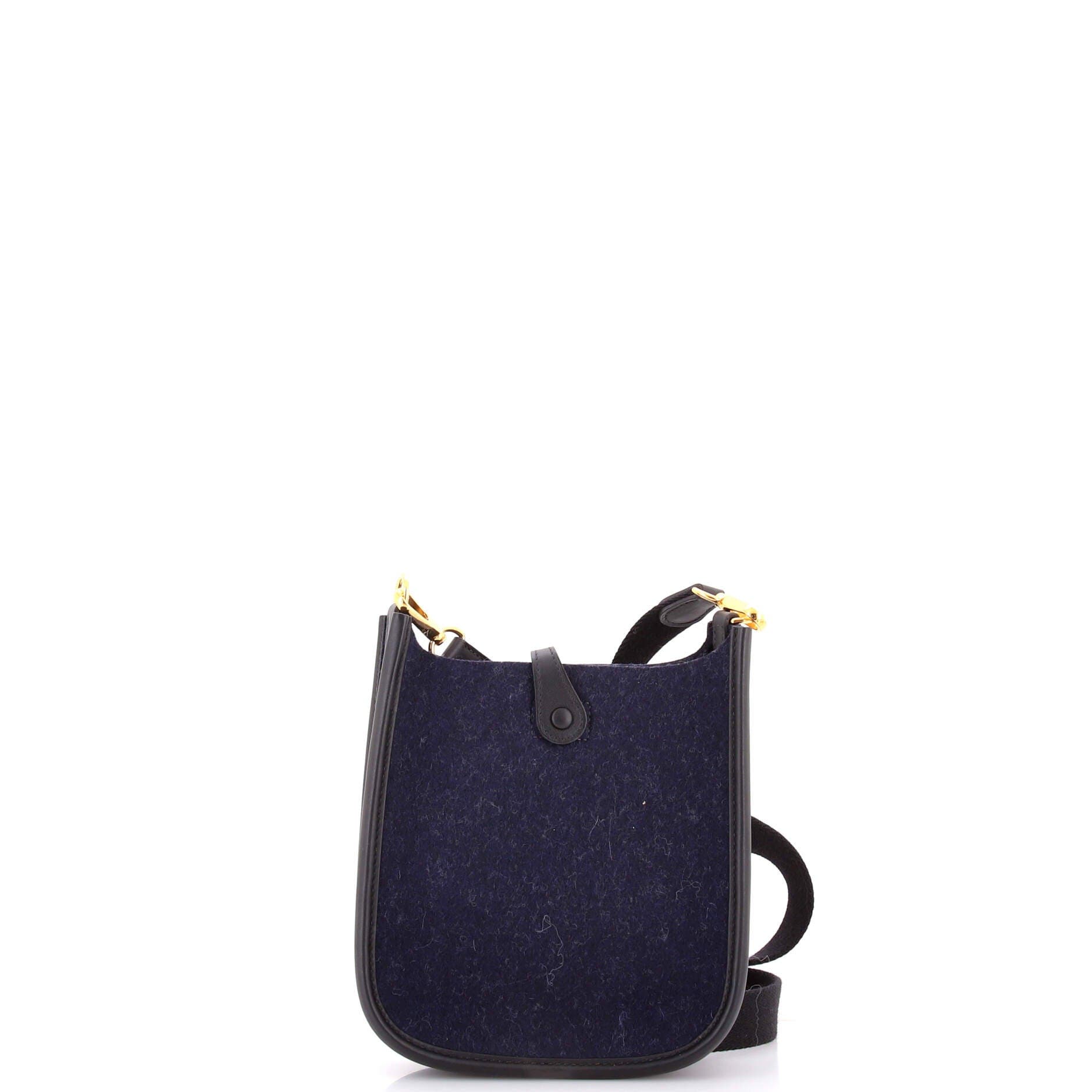 Pre-Owned Hermes Evelyne Bag Gen III Felt TPM, Alternate, color, Bleu Nuit