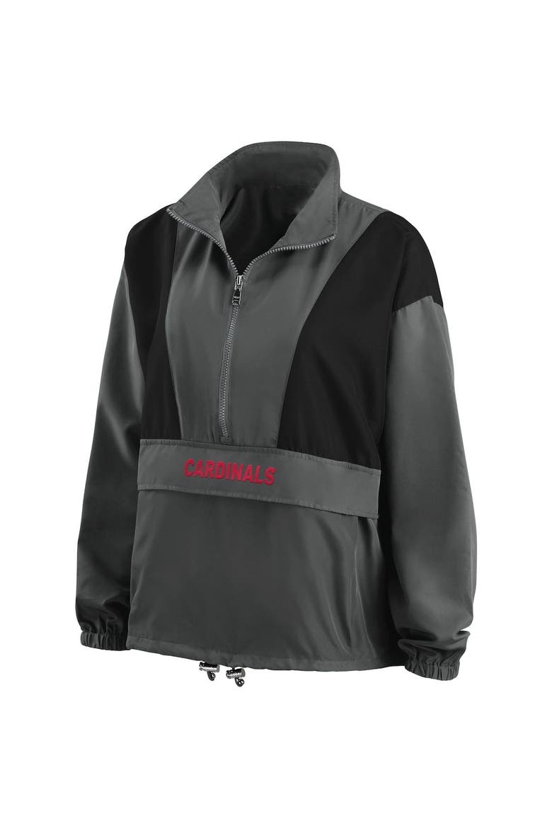 Women's WEAR by Erin Andrews Charcoal St. Louis Cardinals Packable Half-Zip Jacket, Alternate, color, Charcoal
