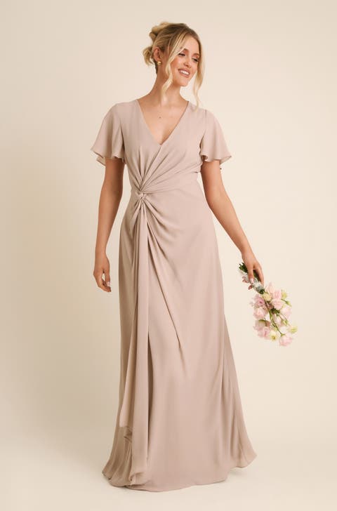 Knot Front Chiffon Bridesmaid Dress