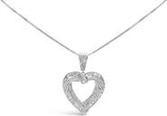 Haus of Brilliance .925 Sterling Silver 1.00 Cttw Baguette and Round Diamond Open Heart Pendant Necklace