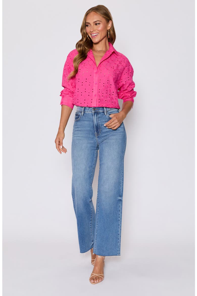 Garden Stroll Floral Eyelet Button-Up Shirt (Nordstrom Exclusive), Alternate, color, PINK