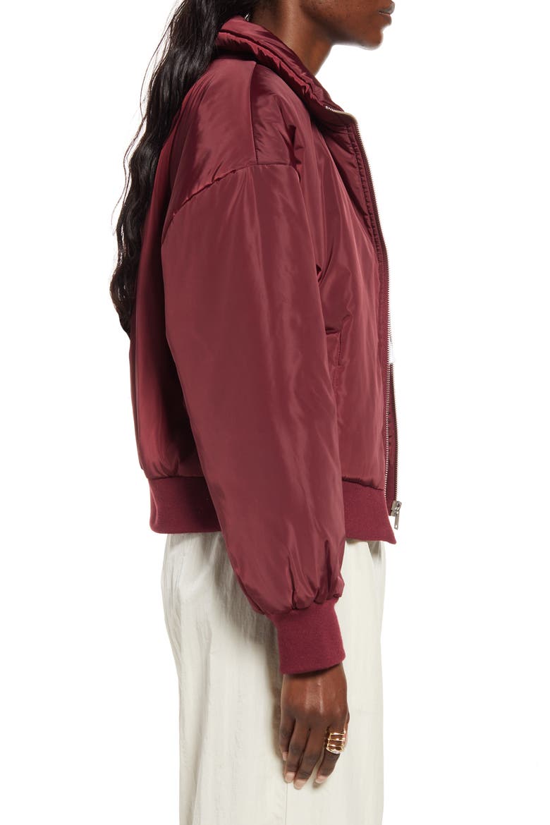 Crop Bomber Jacket, Alternate, color, BURGUNDY TANNIN