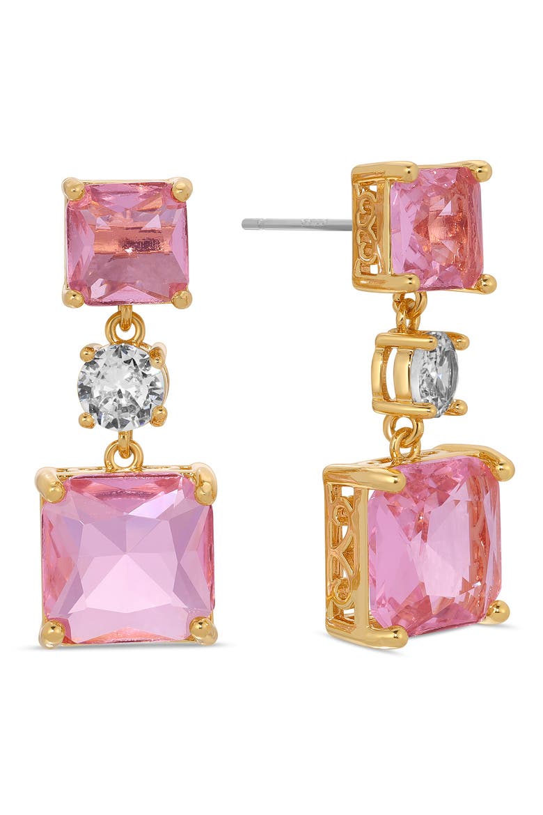 Ariana Cubic Zirconia Drop Earrings, Main, color, PINK