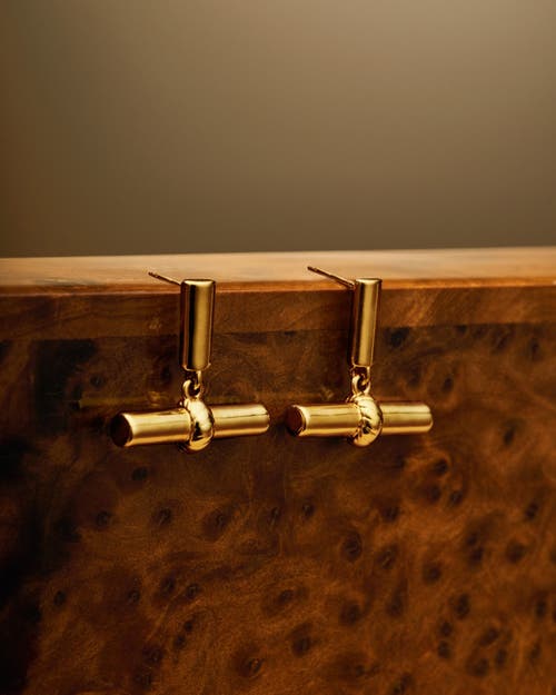 Katie Loxton Themis Waterproof Gold T-bar Earrings In Gold