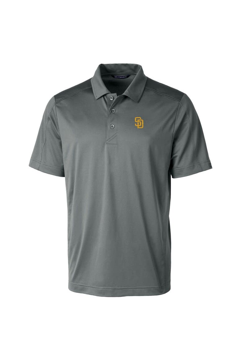 Men's Cutter & Buck Steel San Diego Padres Prospect Textured Stretch Polo, Alternate, color, Steel