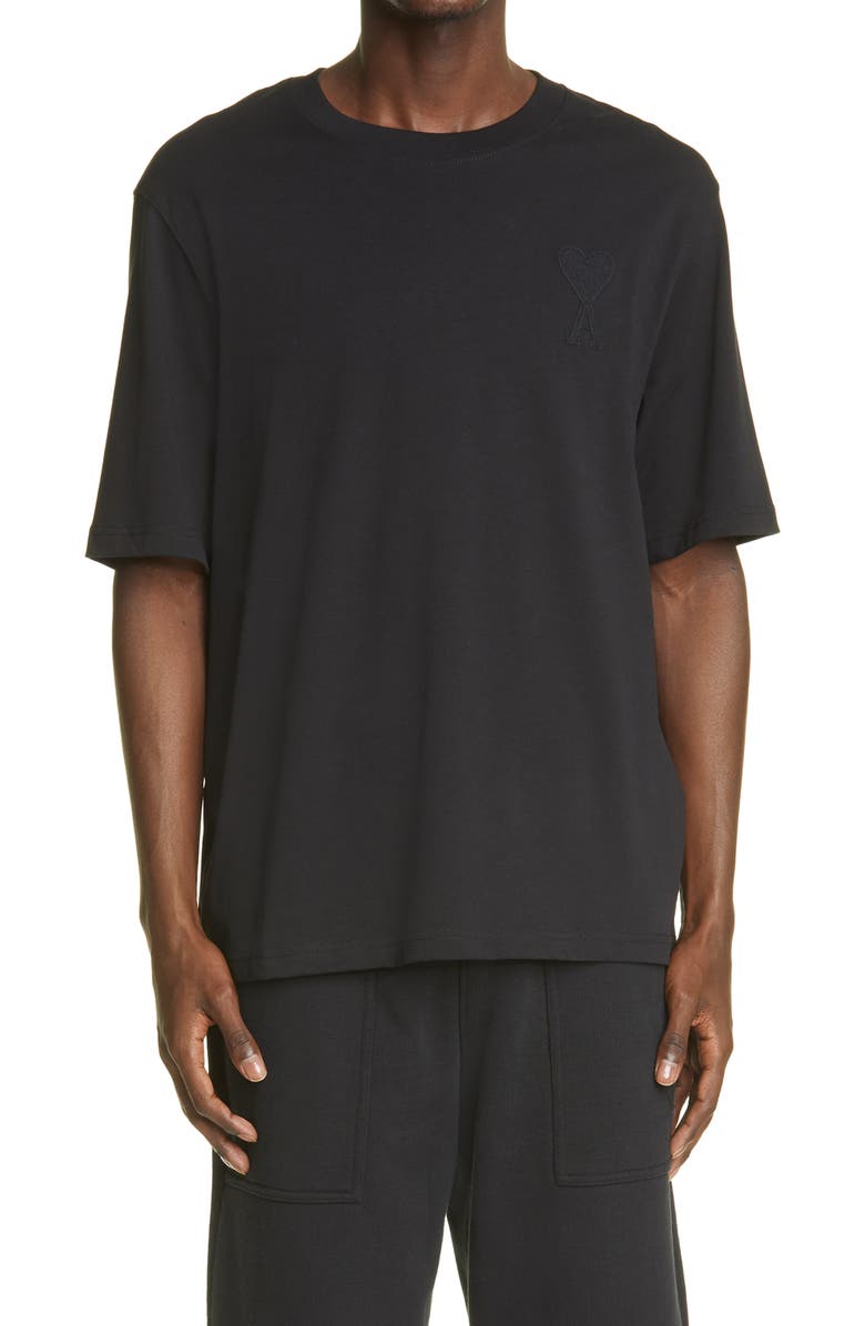AMI Alexandre Mattiussi Ami de Coeur Embroidered Organic Cotton T-Shirt, Main, color, 