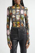 Alice + Olivia Delaina Enchanted Tarot Mock Neck Jersey Top