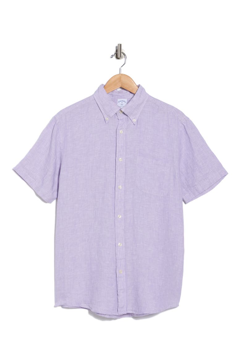 Short Sleeve Linen Shirt, Alternate, color, LAVENDER