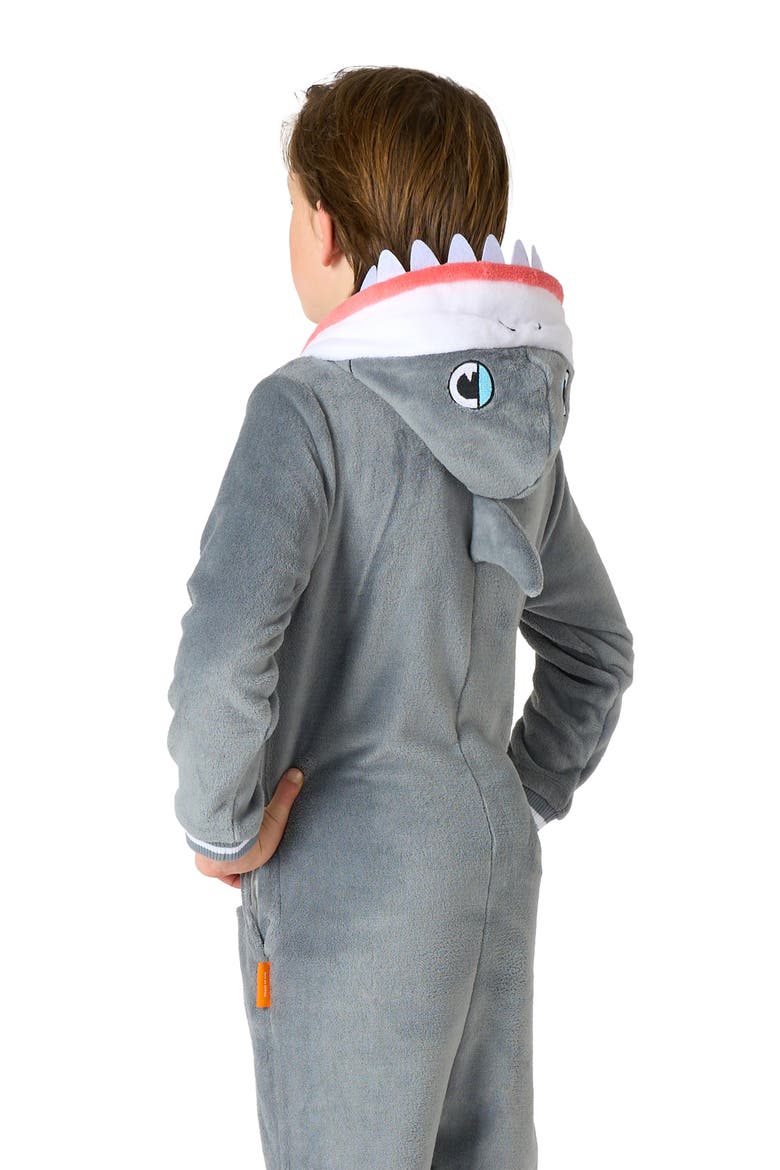 Kids' Shark One Piece Hooded Jumpsuit, Alternate, color, GREY