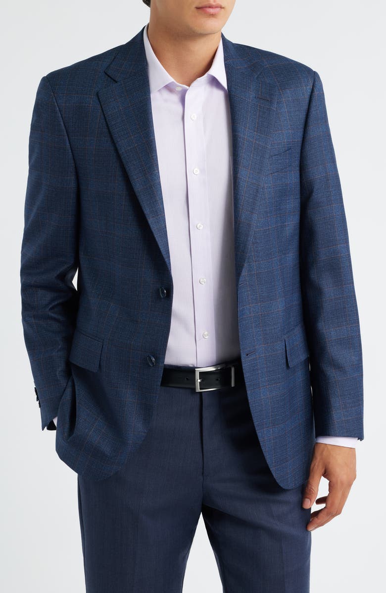 Peter Millar Flynn Classic Fit Windowpane Check Wool Sport Coat, Main, color, Blue