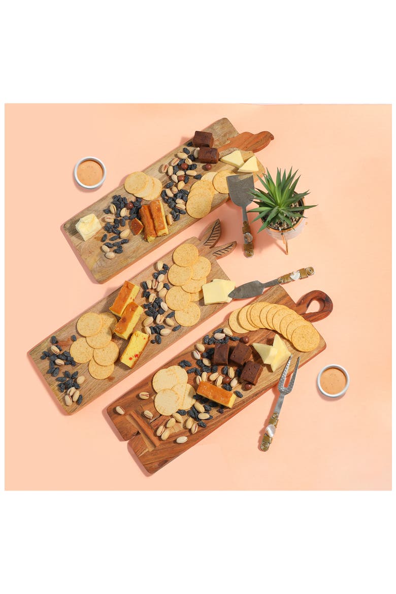4-Piece Wood Charcuterie Board Set, Alternate, color, BROWN